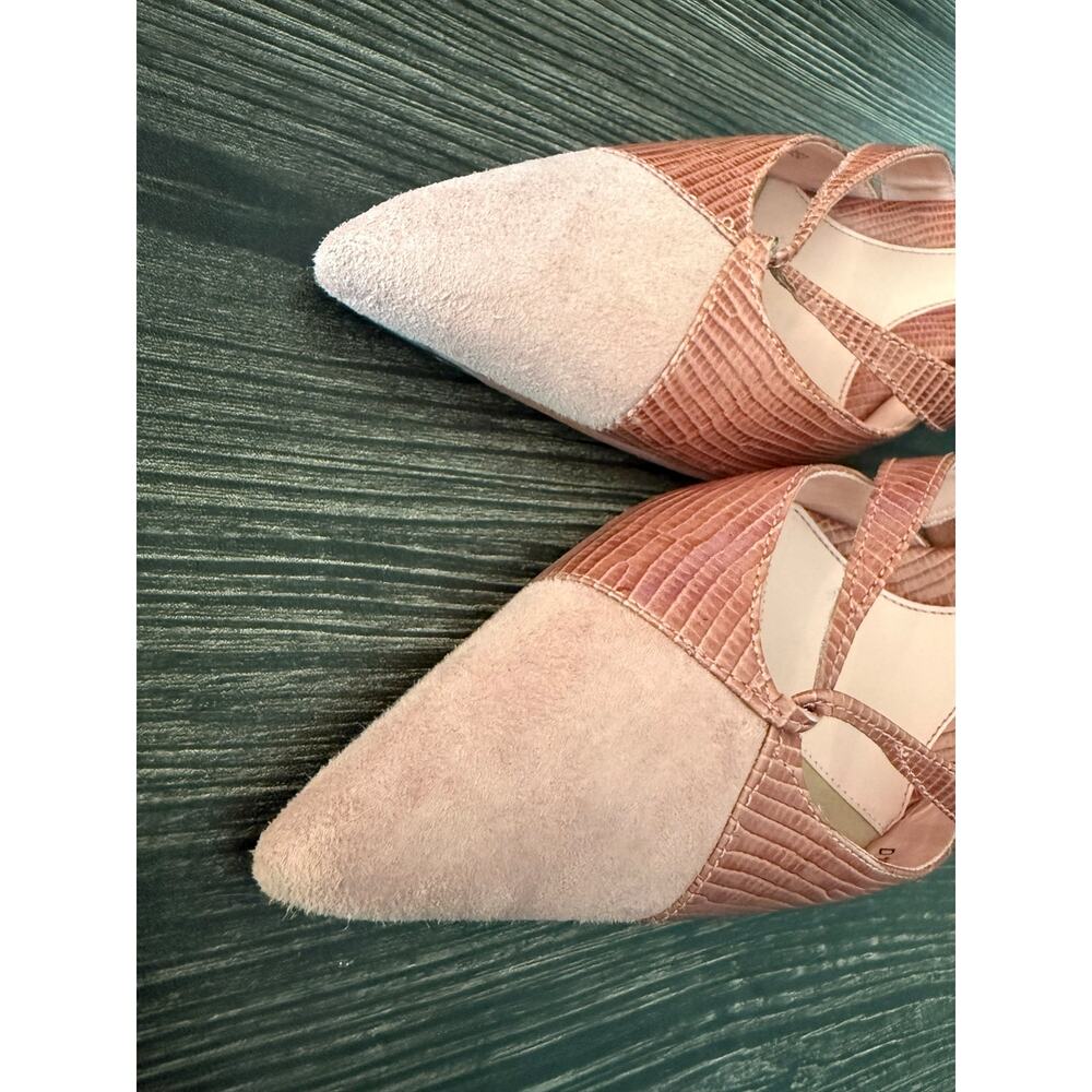 Cole Haan Pink Suede & Faux Lizard Embossed Pointed Toe Mule Heels Sz. 7 - Picture 7 of 7